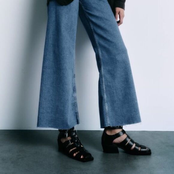 ZARA HEELED BUCKLED GENUINE LEATHER CAGE SANDALS - Picture 11 of 14